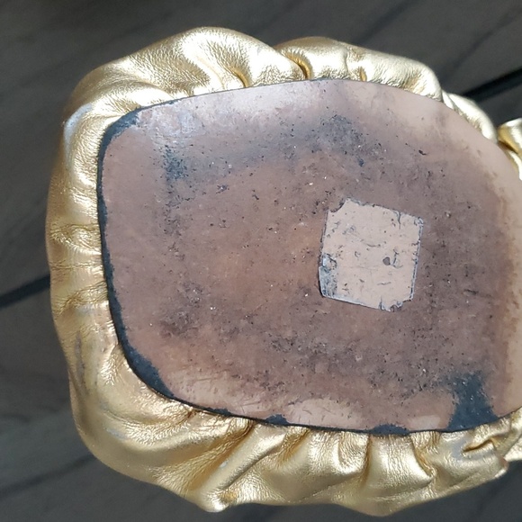 GANNI Ruffle Square Toe Slingback Sandals, Metallic Gold, 36 - Picture 8 of 8